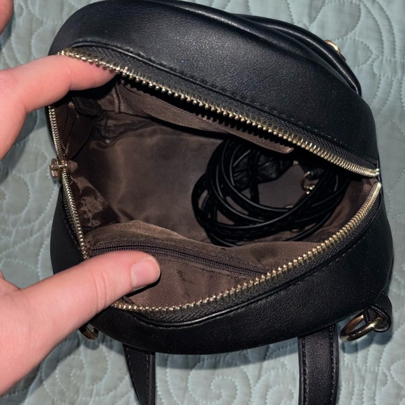 Faux Black Leather Backpack / Purse - Picture 4 of 15